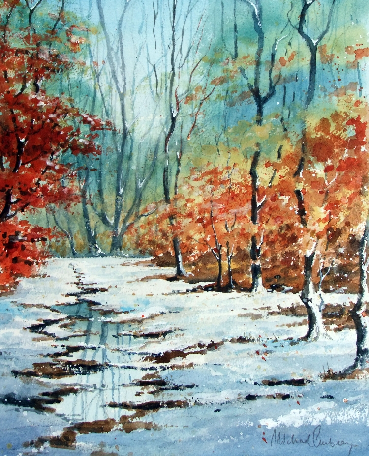 Snow, sun and stream