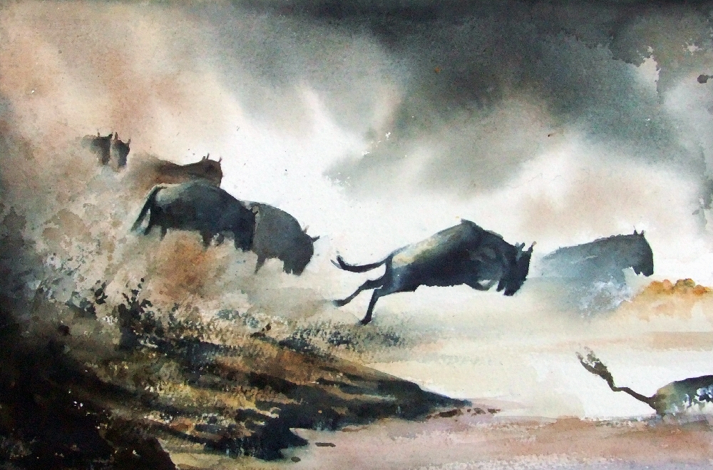 Wildebeest stampede 
